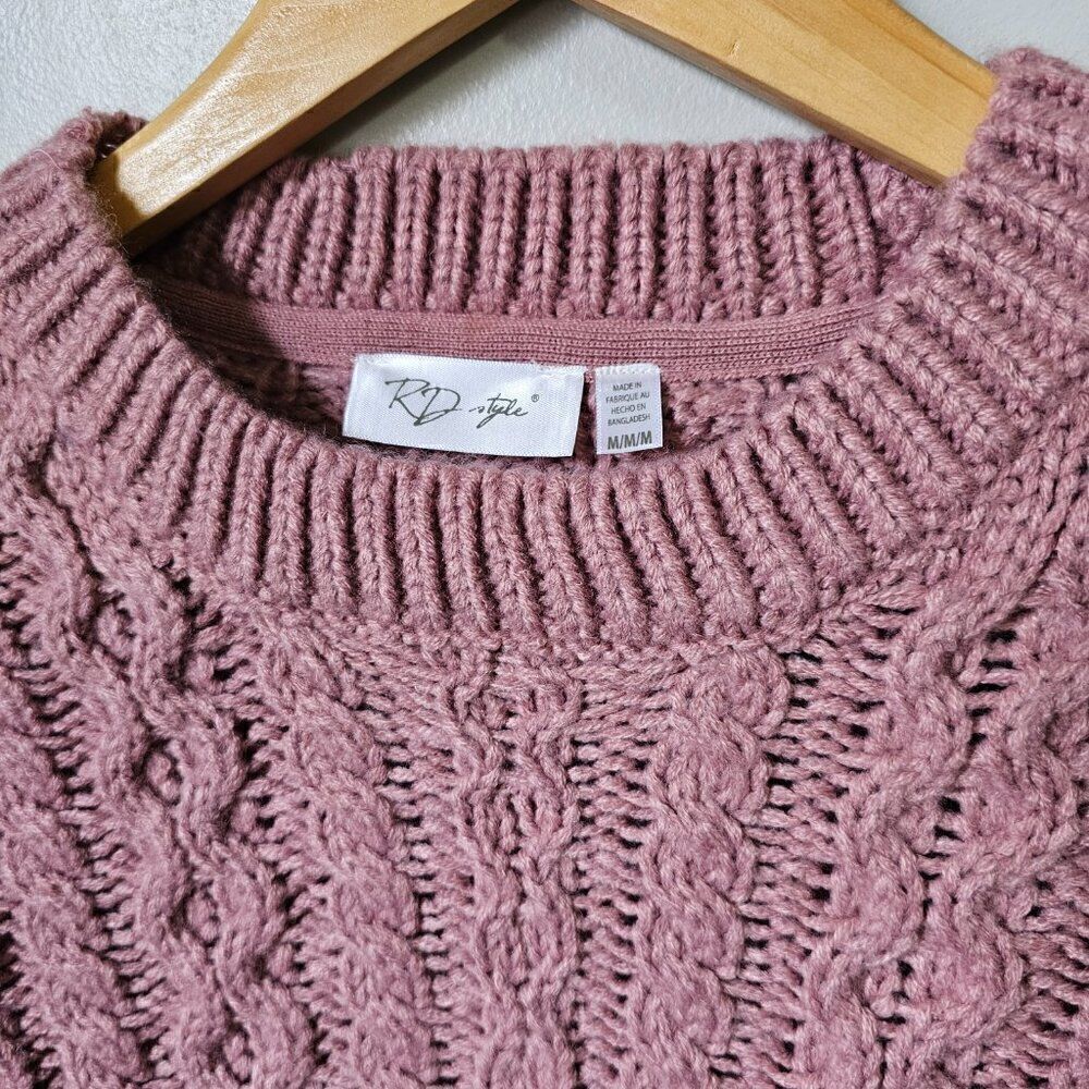 NWT RD STYLE PINK CHUNKY PULLOVER SWEATER COZY SIZE M - Picture 11 of 16